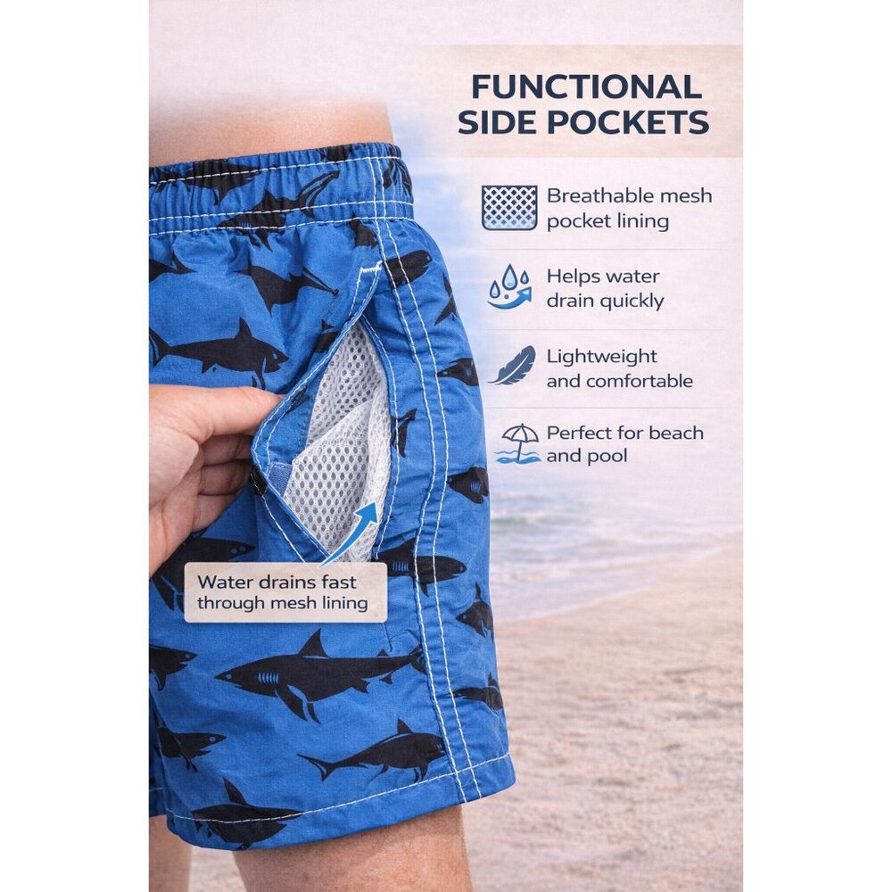 Men’s 2-Pack Quick-Dry Swim Trunks Mesh Liner Beach Board Swim Shorts, 2-Pockets - Picture 7 of 7